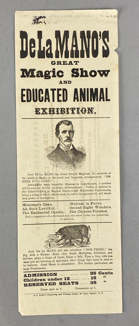 1877 DeLaMANOs Great Magic Show Poster: In-House Shipping Option: If you would like to use our in-house shipping service, please select “Arrange My Own Shipping” when paying your invoice. After payment, our in-house shipping team wi