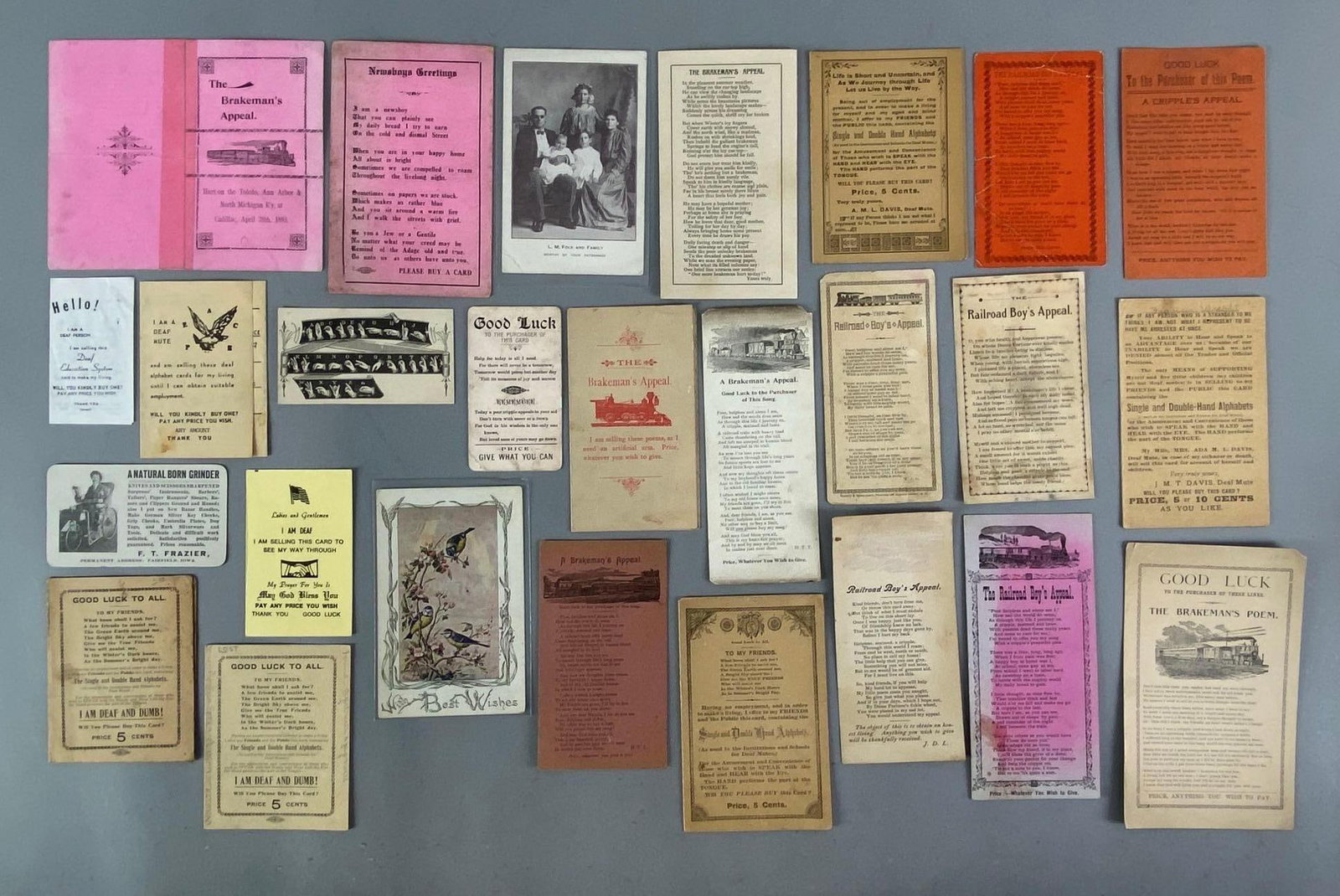 Group of Vintage Deaf Peddler Cards and More: In-House Shipping Option: If you would like to use our in-house shipping service, please select “Arrange My Own Shipping” when paying your invoice. After payment, our in-house shipping team wi