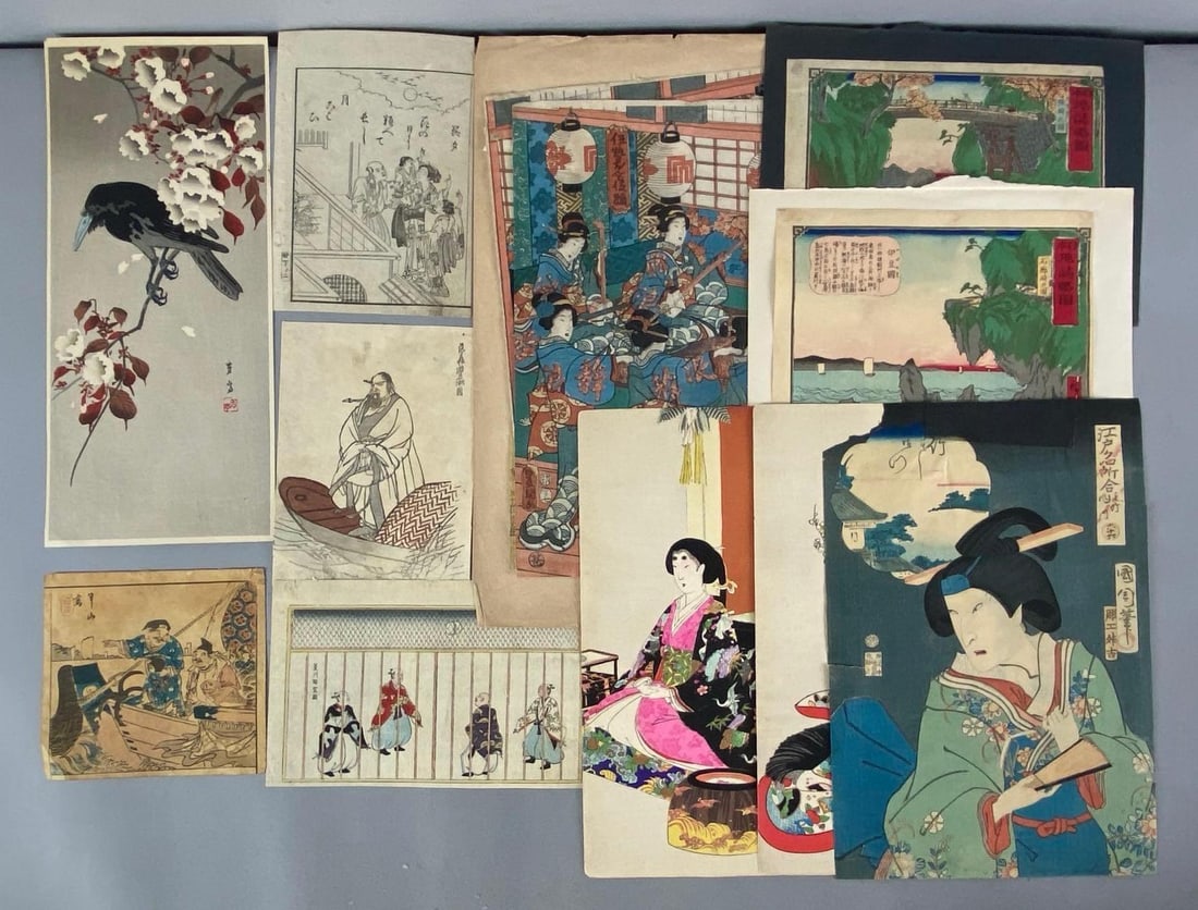 Group of Antique Japanese Woodblock Prints (1 of 3)