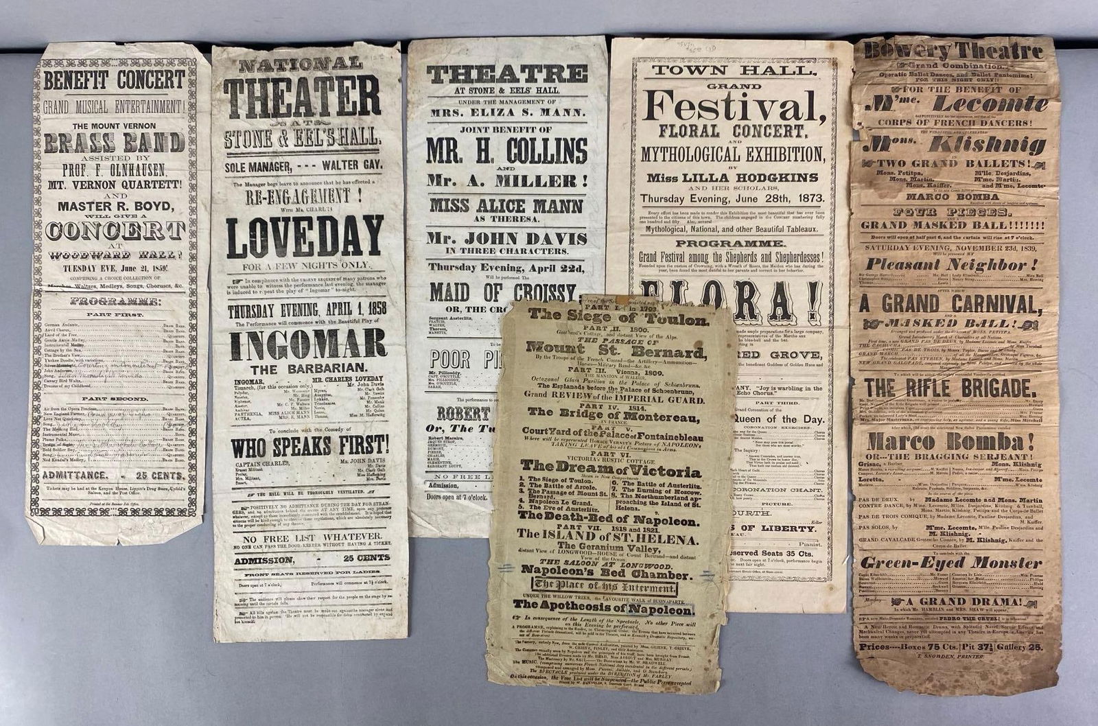 Group of Antique Playbills: In-House Shipping Option: If you would like to use our in-house shipping service, please select “Arrange My Own Shipping” when paying your invoice. After payment, our in-house shipping team wi