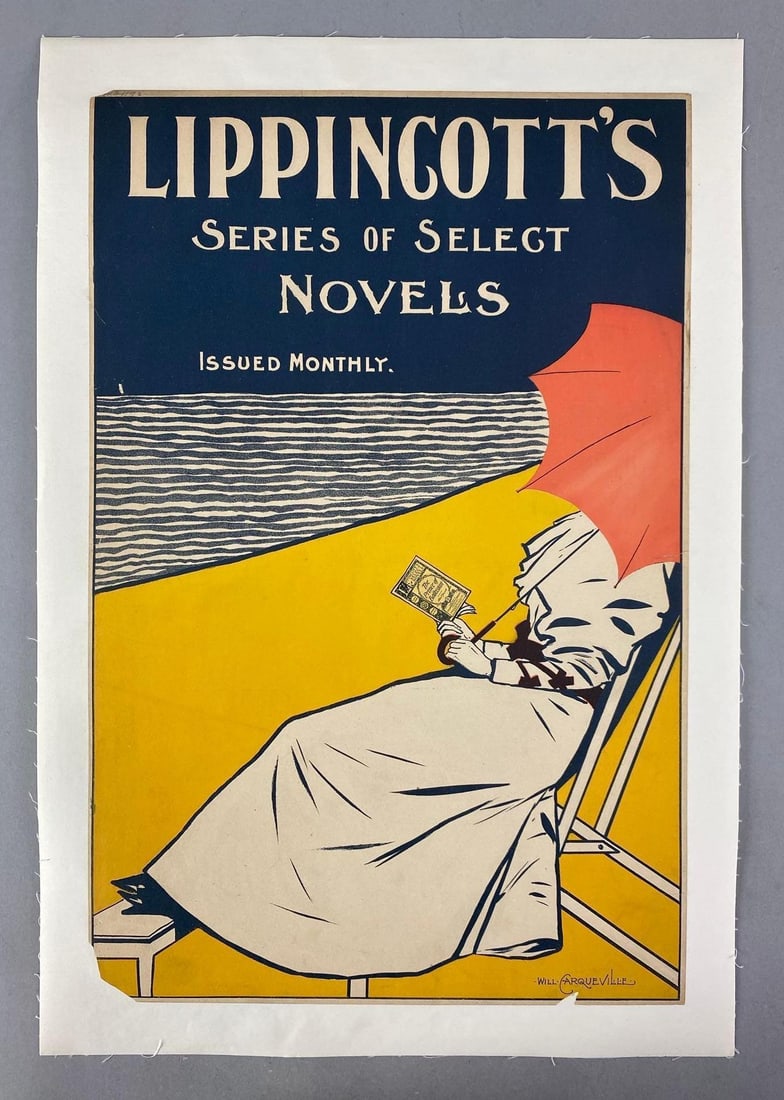 Antique Lippincotts Select Novels Lithograph Poster: In-House Shipping Option: If you would like to use our in-house shipping service, please select “Arrange My Own Shipping” when paying your invoice. After payment, our in-house shipping team wi