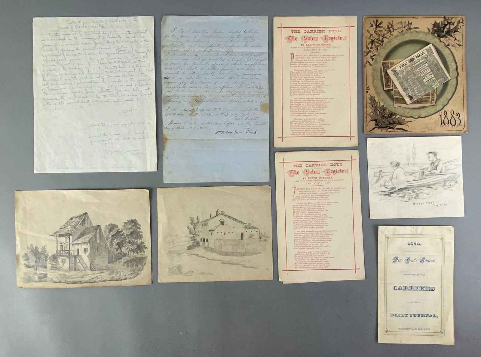 Group of Antique Pencil Drawings and More: In-House Shipping Option: If you would like to use our in-house shipping service, please select “Arrange My Own Shipping” when paying your invoice. After payment, our in-house shipping team wi