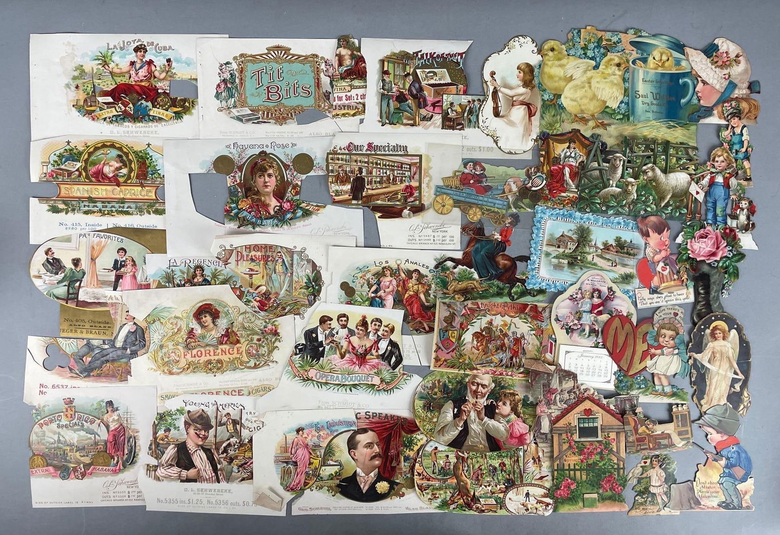 Group of Antique Die-Cuts and Cigar Advertising Scraps (1 of 3)