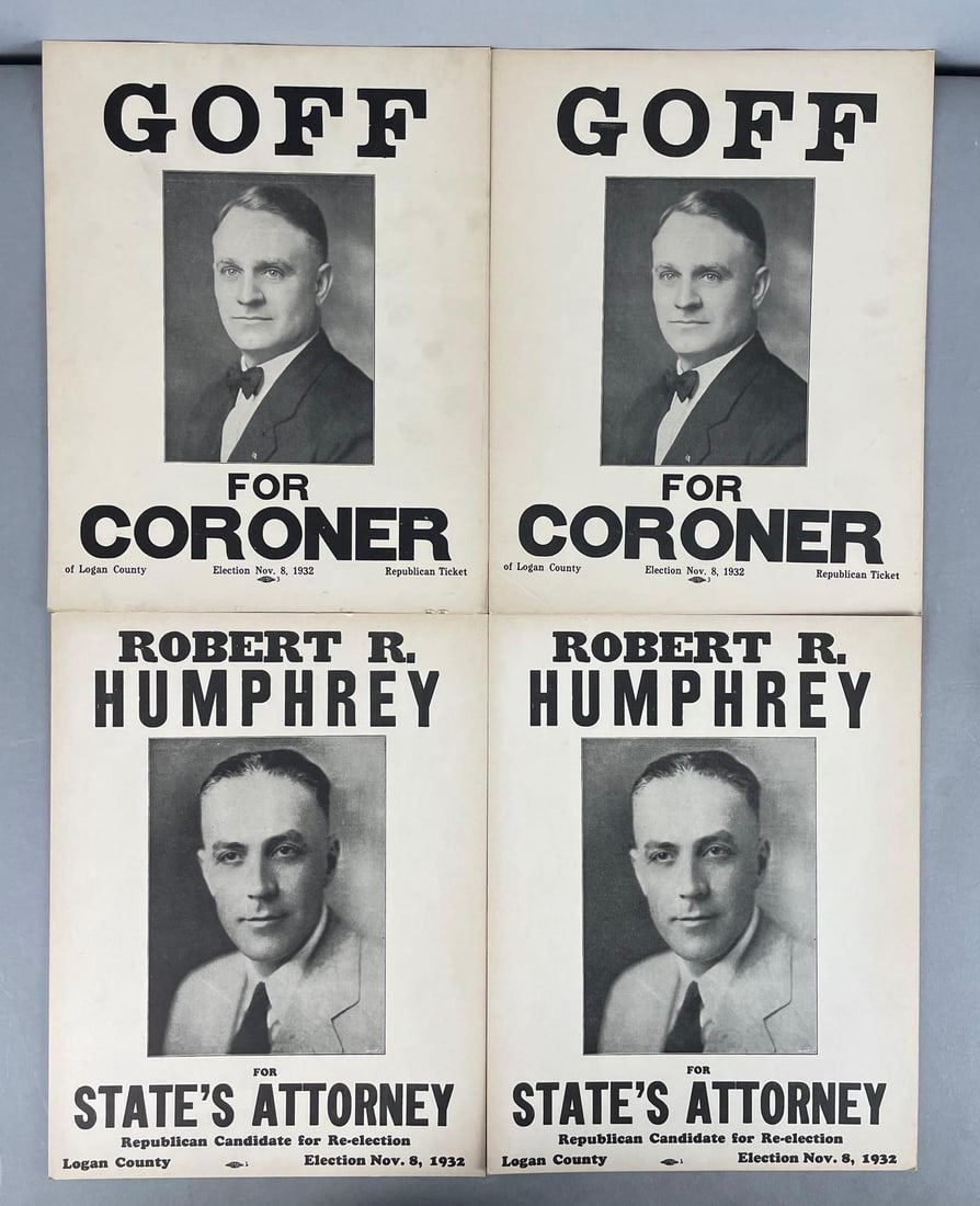 Group of 4 1932 Logan Co. Ohio Republican Campaign Posters: In-House Shipping Option: If you would like to use our in-house shipping service, please select “Arrange My Own Shipping” when paying your invoice. After payment, our in-house shipping team wi