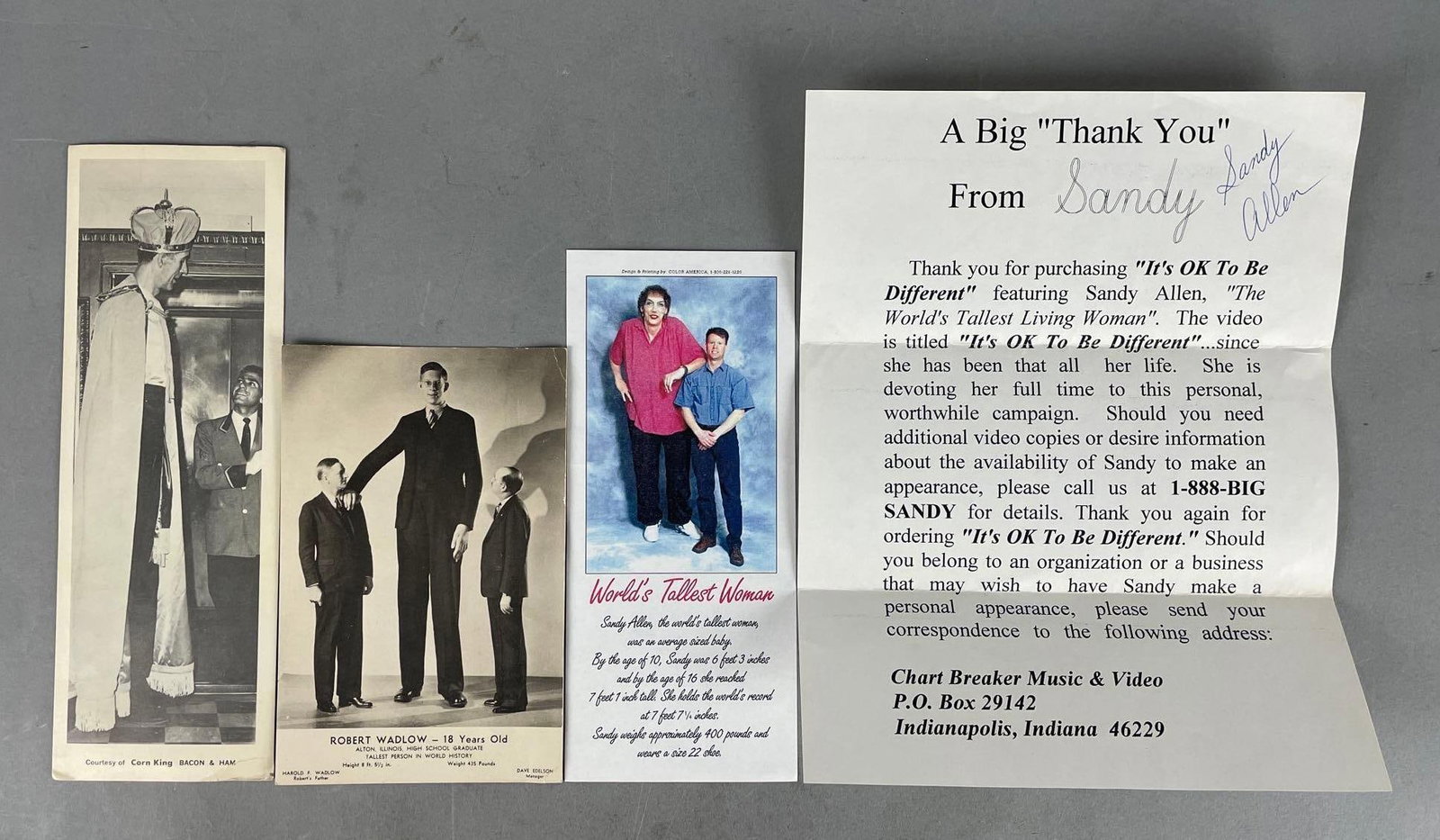 Group of World's Tallest People Ephemera: In-House Shipping Option: If you would like to use our in-house shipping service, please select “Arrange My Own Shipping” when paying your invoice. After payment, our in-house shipping team wi