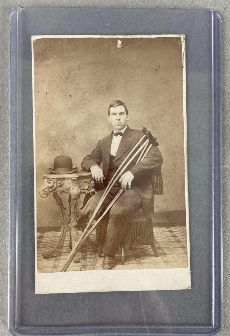 Antique Amputee with Crutches CDV (1 of 2)
