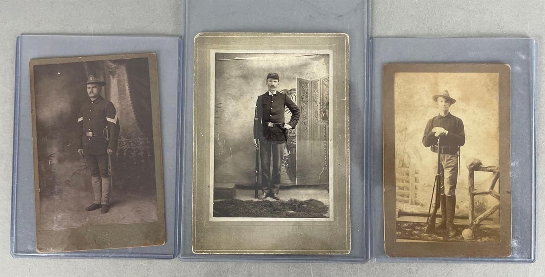 Group of 3 Antique Uniformed Soldier Photos: In-House Shipping Option: If you would like to use our in-house shipping service, please select “Arrange My Own Shipping” when paying your invoice. After payment, our in-house shipping team wi