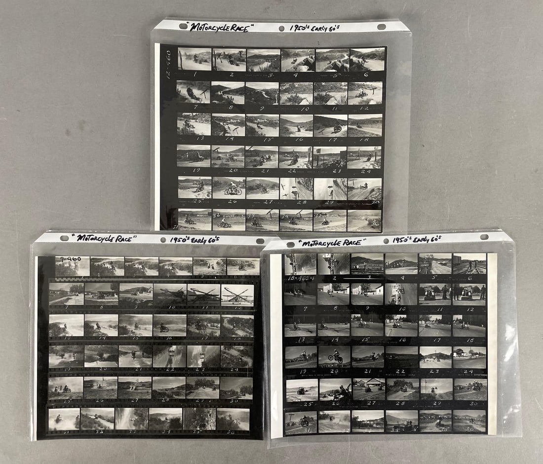 Group of 3 Vintage Motorcycle Racing Contact Sheets: In-House Shipping Option: If you would like to use our in-house shipping service, please select “Arrange My Own Shipping” when paying your invoice. After payment, our in-house shipping team wi