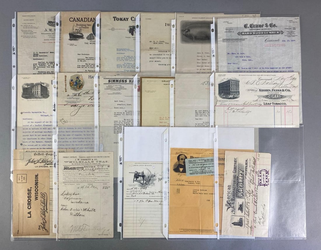 Group of Vintage Letterheads: In-House Shipping Option: If you would like to use our in-house shipping service, please select “Arrange My Own Shipping” when paying your invoice. After payment, our in-house shipping team wi