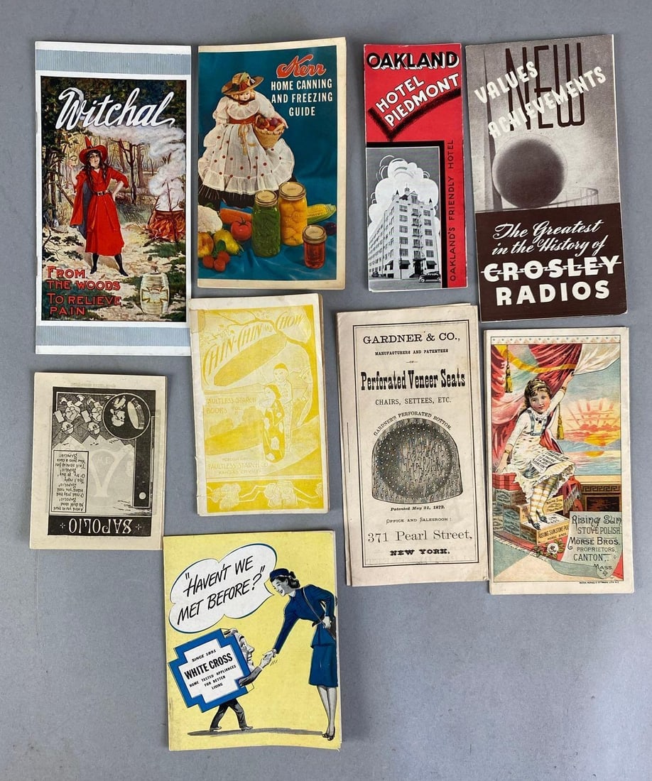 Group of 9 Vintage Advertising Brochures: In-House Shipping Option: If you would like to use our in-house shipping service, please select “Arrange My Own Shipping” when paying your invoice. After payment, our in-house shipping team wi