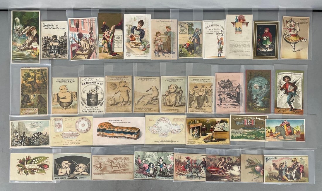 Group of Antique Trade Cards: In-House Shipping Option: If you would like to use our in-house shipping service, please select “Arrange My Own Shipping” when paying your invoice. After payment, our in-house shipping team wi