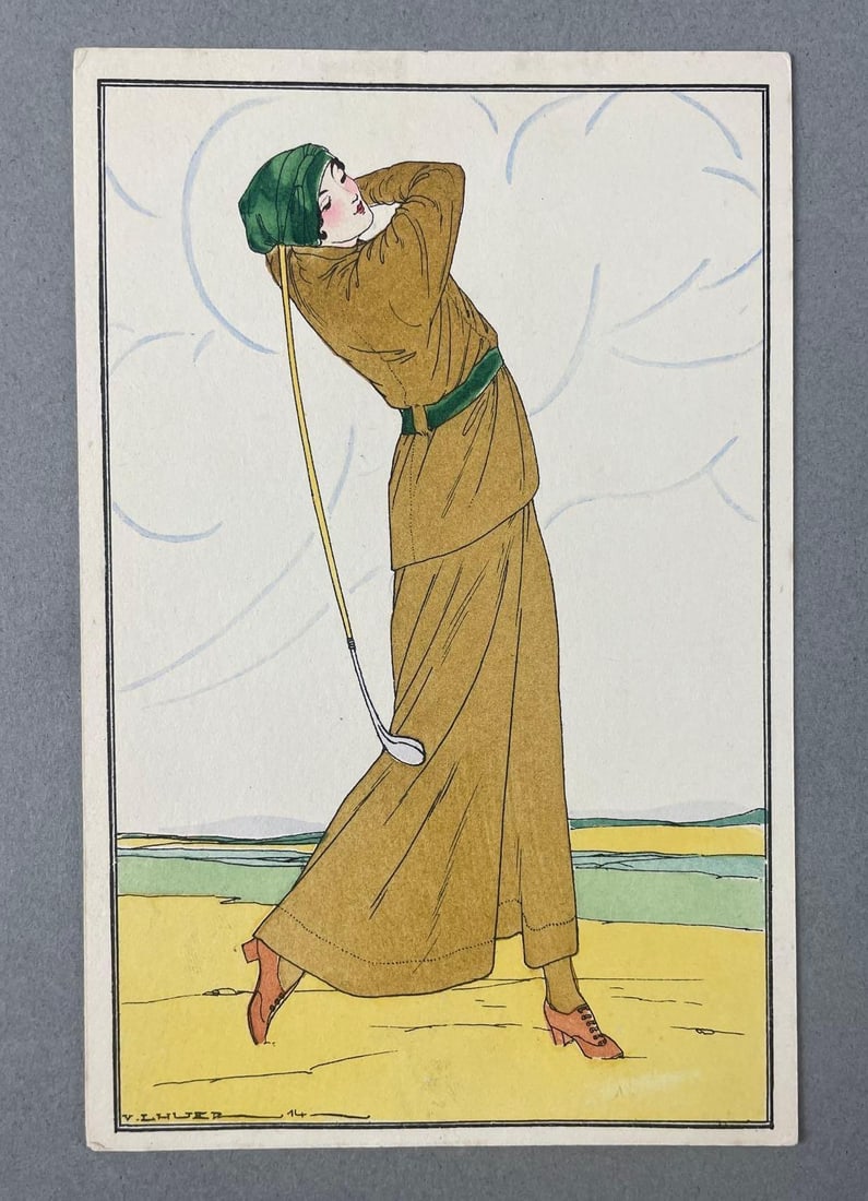 1914 V L Huer Woman Golfing Postcard: In-House Shipping Option: If you would like to use our in-house shipping service, please select “Arrange My Own Shipping” when paying your invoice. After payment, our in-house shipping team wi