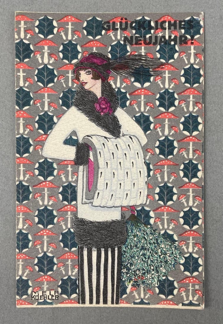 Mela Koehler Art Deco Lady Postcard: In-House Shipping Option: If you would like to use our in-house shipping service, please select “Arrange My Own Shipping” when paying your invoice. After payment, our in-house shipping team