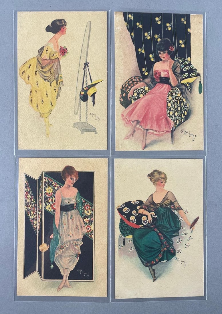 Set of 4 Chilton Longley Art Deco Lady Postcards: In-House Shipping Option: If you would like to use our in-house shipping service, please select “Arrange My Own Shipping” when paying your invoice. After payment, our in-house shipping team