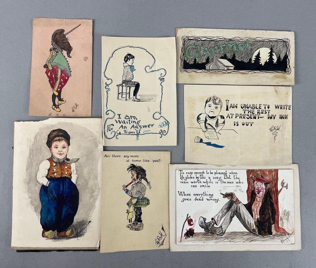 Group of 7 Vintage Hand-Drawn Images: In-House Shipping Option: If you would like to use our in-house shipping service, please select “Arrange My Own Shipping” when paying your invoice. After payment, our in-house shipping team