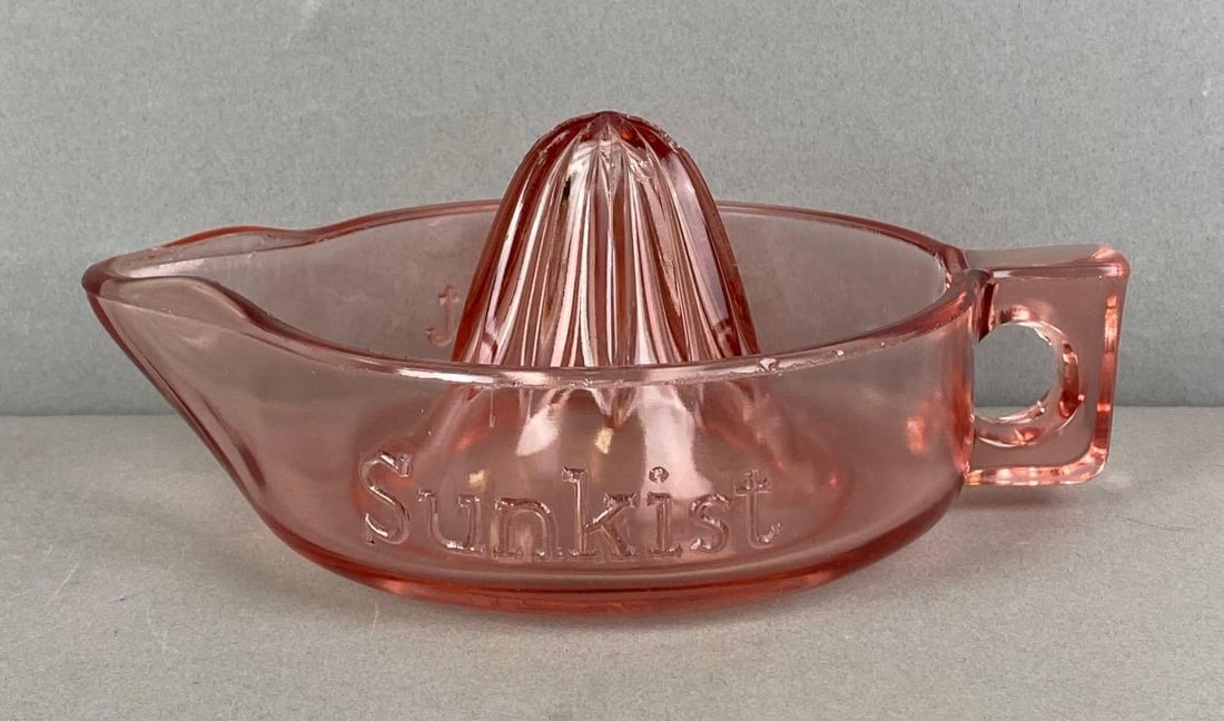 Vintage Sunkist Advertising Pink Glass Juicer: In-House Shipping Option: If you would like to use our in-house shipping service, please select “Arrange My Own Shipping” when paying your invoice. After payment, our in-house shipping team
