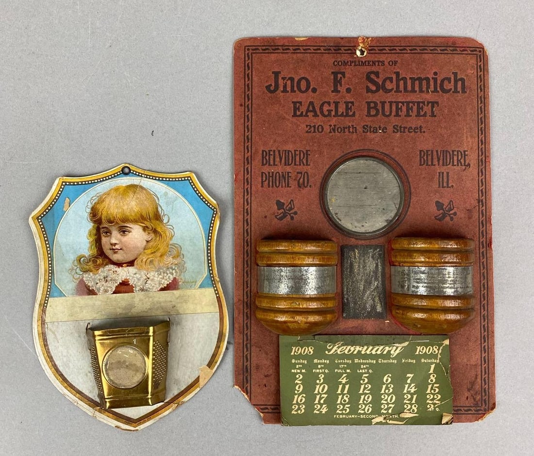 Group of 2 Antique Paper Advertising Match Stick Holders: In-House Shipping Option: If you would like to use our in-house shipping service, please select “Arrange My Own Shipping” when paying your invoice. After payment, our in-house shipping team wi