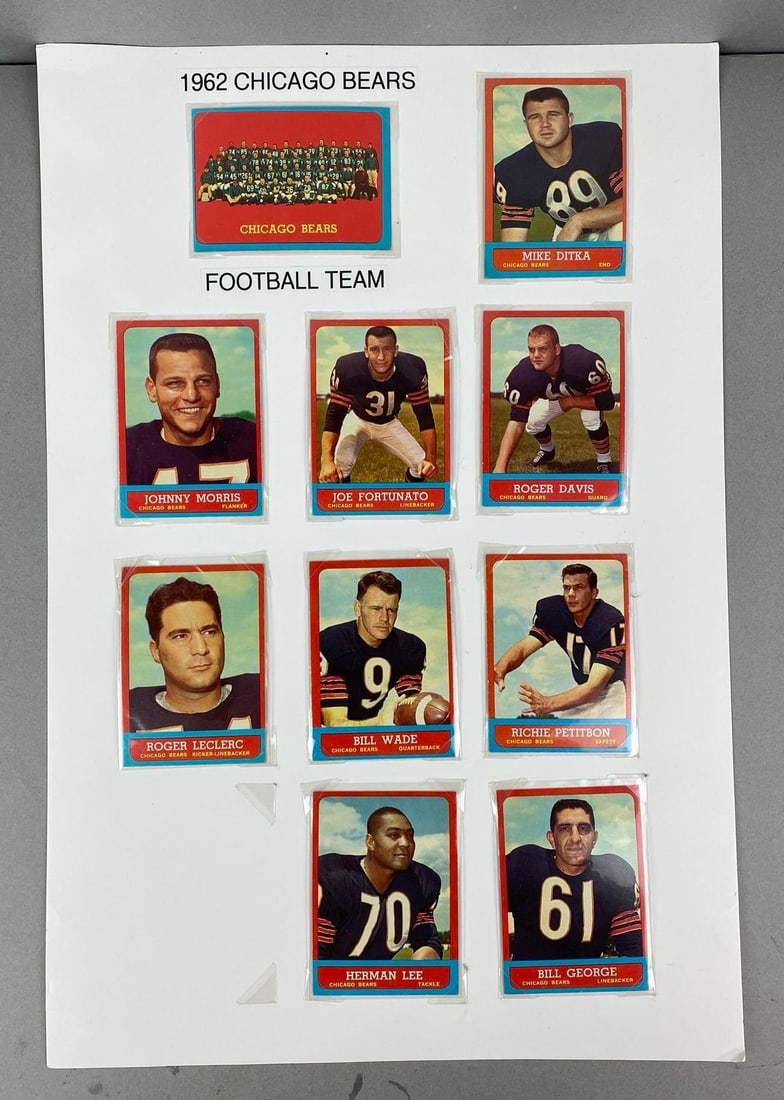 Group of 10 Topps 1962 Chicago Bears Football Team Card: In-House Shipping Option: If you would like to use our in-house shipping service, please select “Arrange My Own Shipping” when paying your invoice. After payment, our in-house shipping team wi