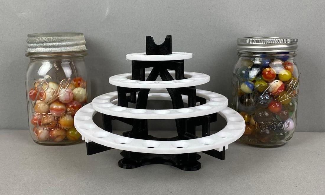 Group of Assorted Vintage Marbles and 3D Printed Marble Display.: In-House Shipping Option: If you would like to use our in-house shipping service, please select “Arrange My Own Shipping” when paying your invoice. After payment, our in-house shipping team wi