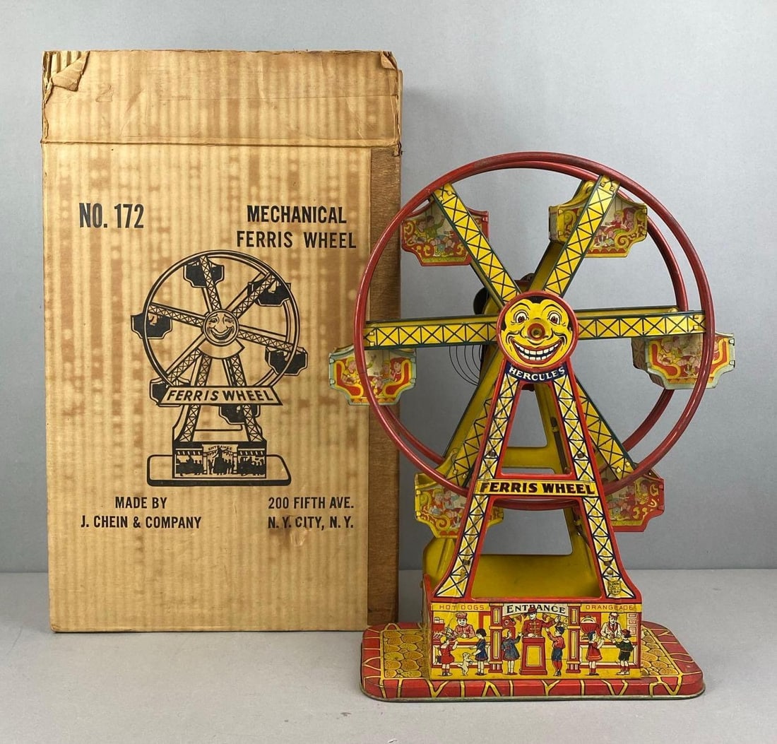 Antique J Chein Tin Litho Hercules Wind Up Toy: In-House Shipping Option: If you would like to use our in-house shipping service, please select “Arrange My Own Shipping” when paying your invoice. After payment, our in-house shipping team wi