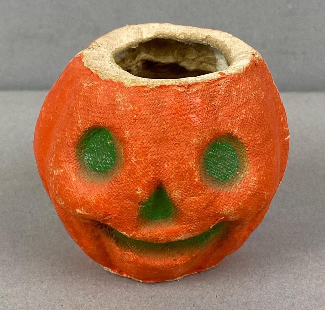 Vintage Paper Mache Jack O Lantern Candy Container: In-House Shipping Option: If you would like to use our in-house shipping service, please select “Arrange My Own Shipping” when paying your invoice. After payment, our in-house shipping team wi