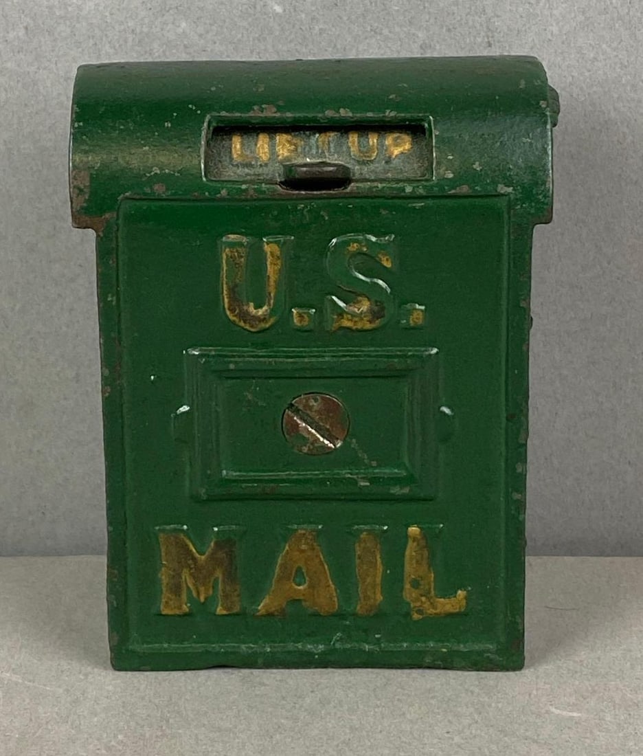 Antique Cast Iron US Mail Box Bank: In-House Shipping Option: If you would like to use our in-house shipping service, please select “Arrange My Own Shipping” when paying your invoice. After payment, our in-house shipping team wi