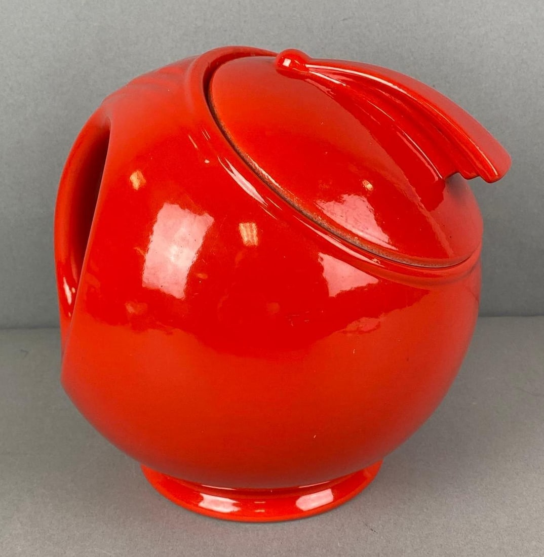 Hall China Red Sun Dial Cookie Jar (1 of 5)