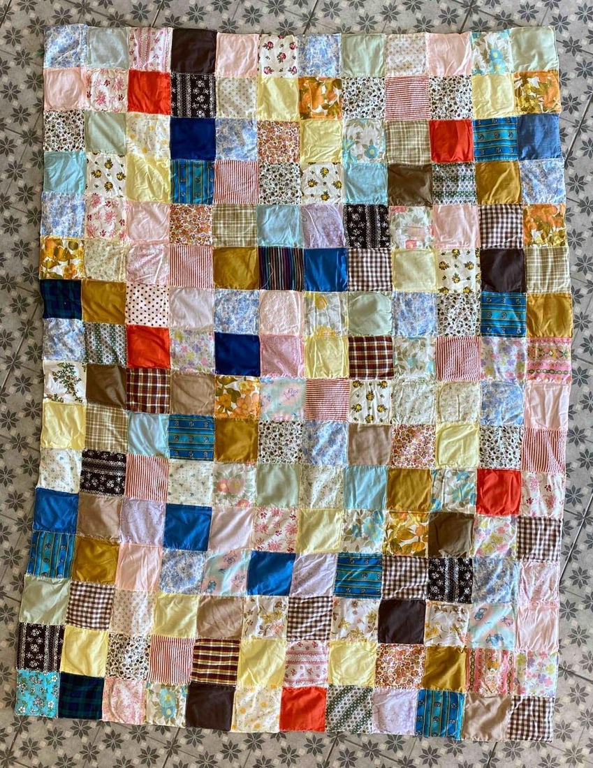 Vintage Machine Patch Work Quilt (1 of 2)