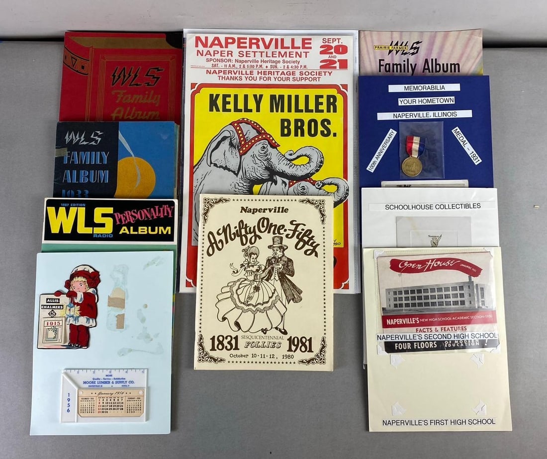 Group of Assorted Naperville Memorabilia and More: In-House Shipping Option: If you would like to use our in-house shipping service, please select “Arrange My Own Shipping” when paying your invoice. After payment, our in-house shipping tea