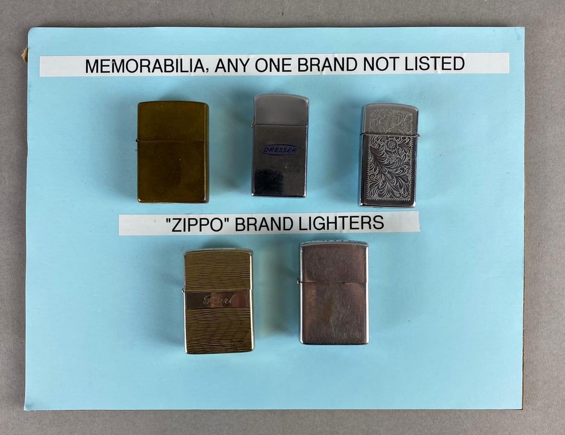 Group of Assorted Zippo Lighters Display (1 of 2)