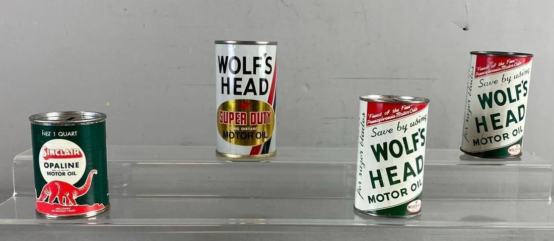 Group of Vintage Motor Oil Can Coin Banks: In-House Shipping Option: If you would like to use our in-house shipping service, please select “Arrange My Own Shipping” when paying your invoice. After payment, our in-house shipping team wi