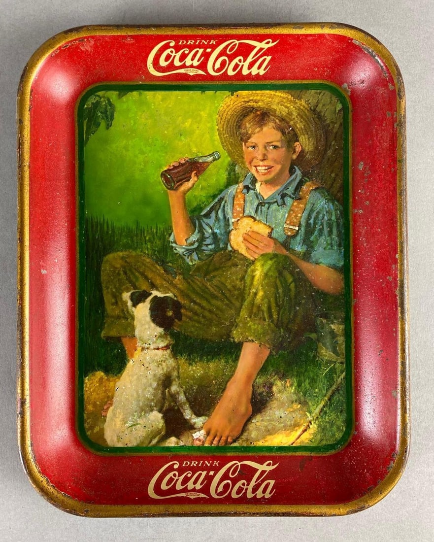Vintage 1931 Coca Cola “ Barefoot Boy?? Serving Tray (1 of 2)