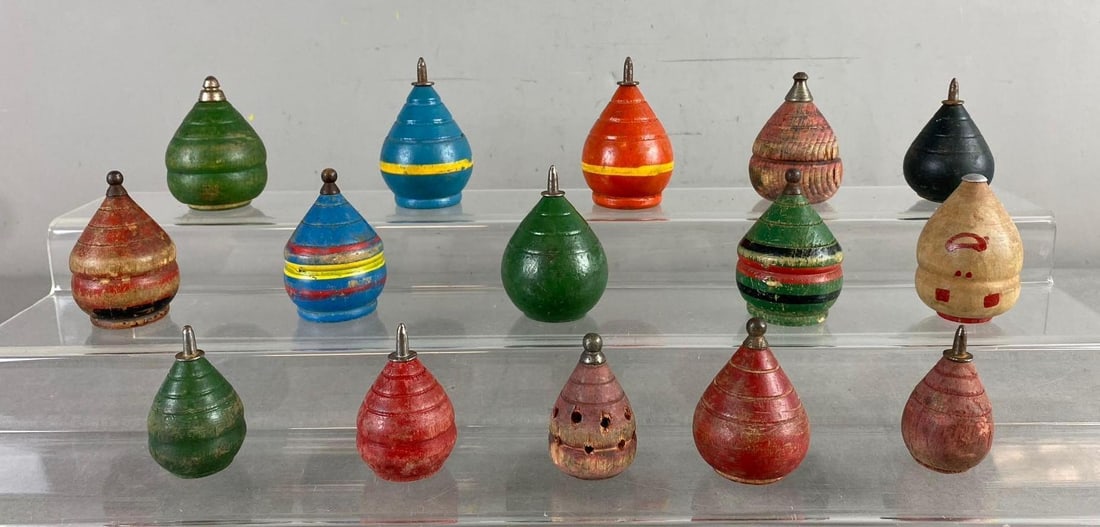 Group of Vintage Wooden Spinning Top Toys: In-House Shipping Option: If you would like to use our in-house shipping service, please select “Arrange My Own Shipping” when paying your invoice. After payment, our in-house shipping team wi