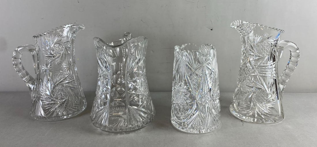 Group of 4 American Brilliant Period Cut Glass Pitchers (1 of 3)