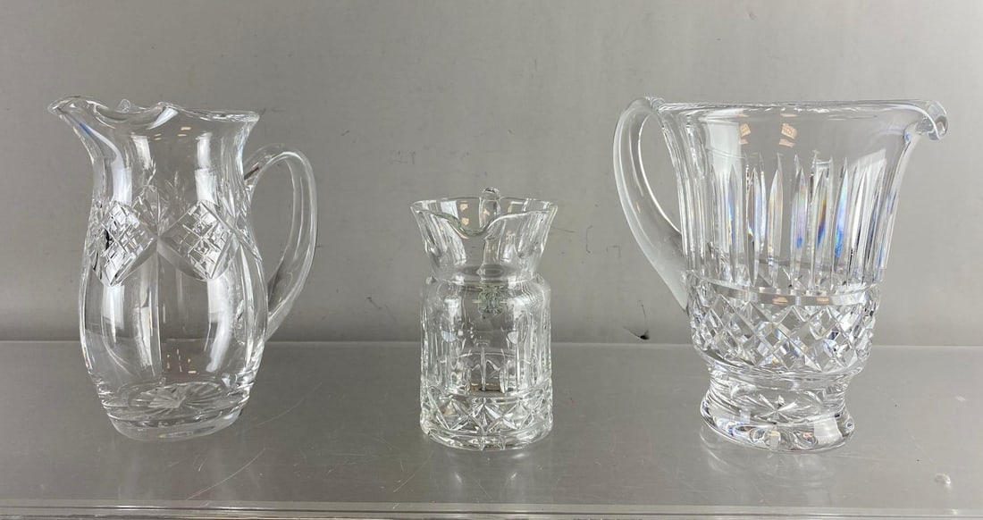 Group of 3 American Brilliant Crystal Cut Glass Pitchers (1 of 3)
