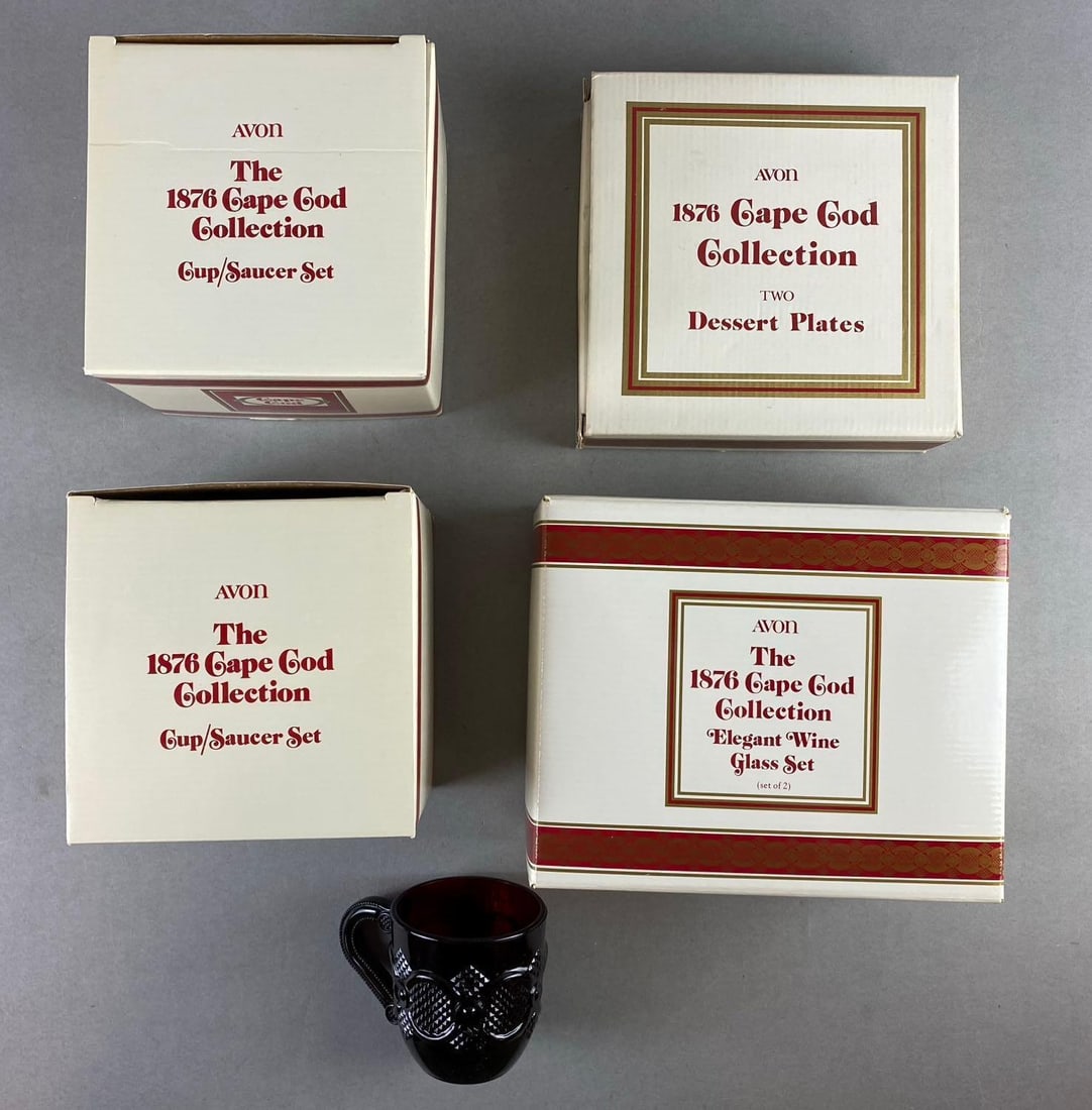 Group of 4 Vintage Avon 1876 Cap Cod Collection Ruby Red Glassware: In-House Shipping Option: If you would like to use our in-house shipping service, please select “Arrange My Own Shipping” when paying your invoice. After payment, our in-house shipping team wi