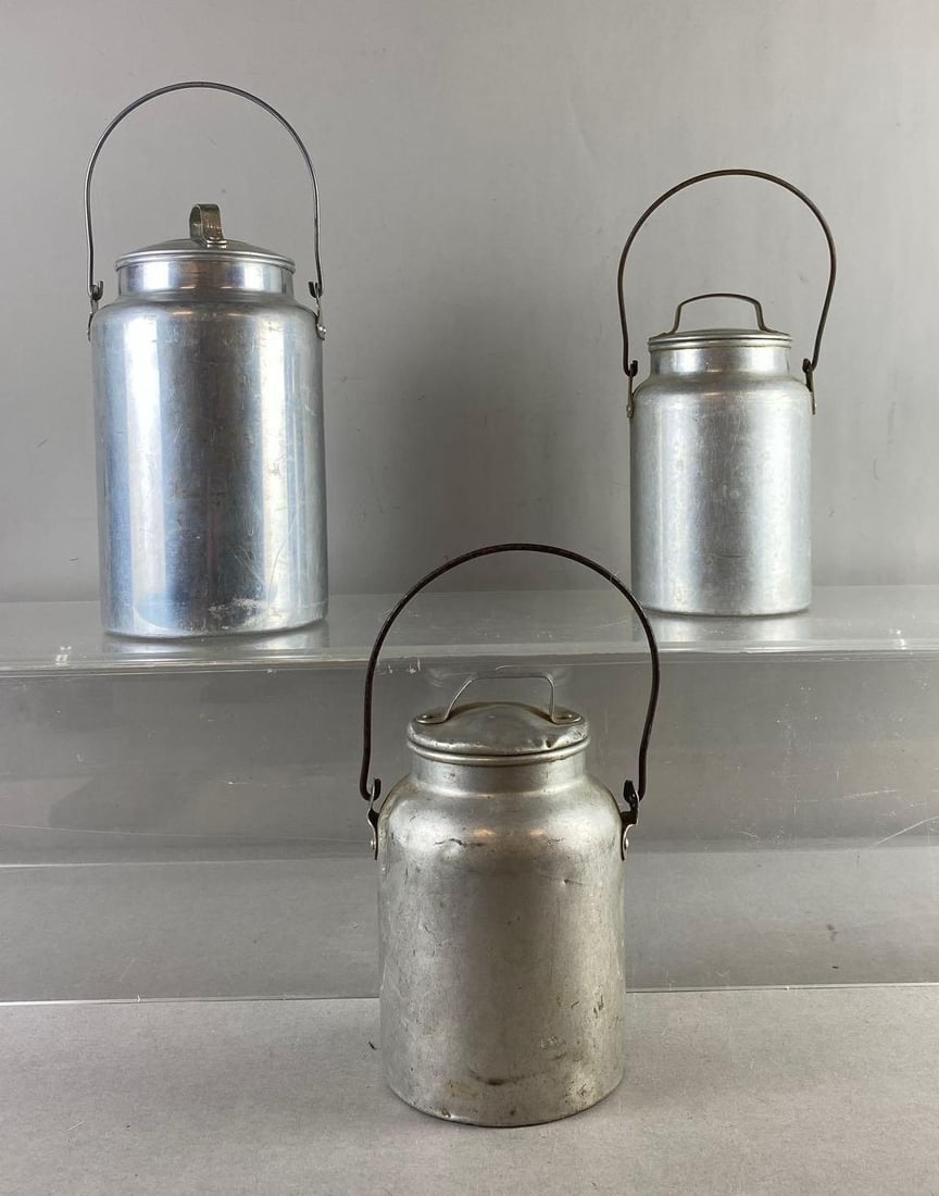 Group of 3 Vintage Farming Milk Pails: In-House Shipping Option: If you would like to use our in-house shipping service, please select “Arrange My Own Shipping” when paying your invoice. After payment, our in-house shipping team wi