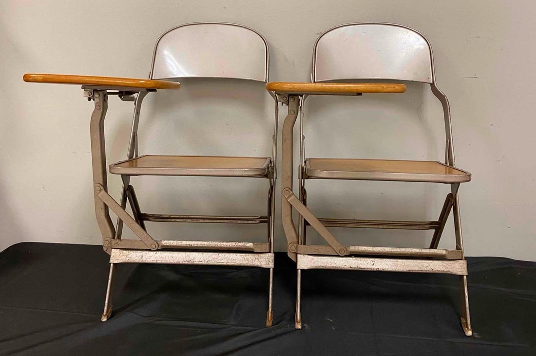 Group of 2 Vintage Folding School Chair Tables (1 of 4)
