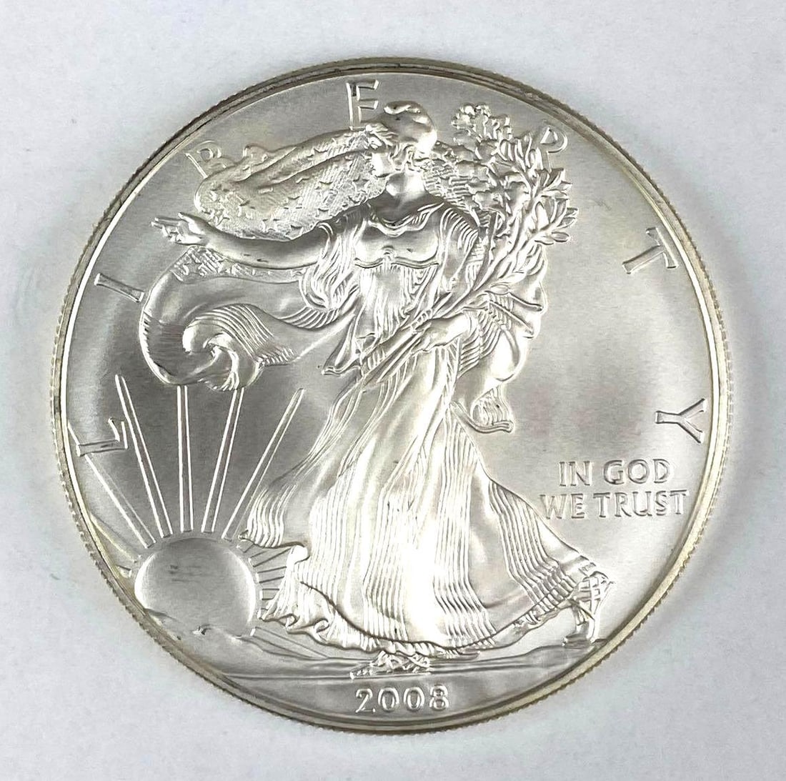 2008 US $1 American Silver Eagle 1 oz .999 Fine Silver Coin (1 of 2)