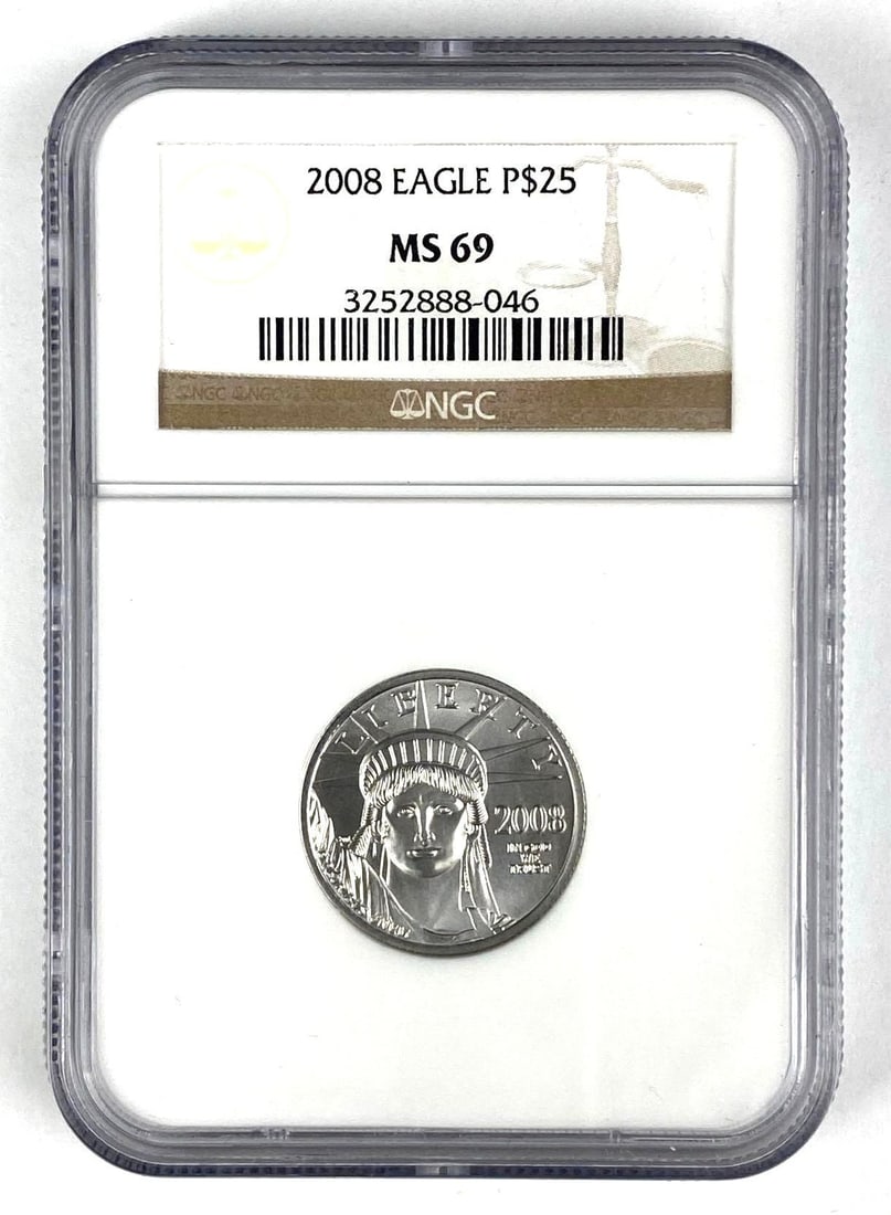 2008 US $25 American Eagle 1/4 oz .9995 Platinum NGC Graded MS69 (1 of 2)