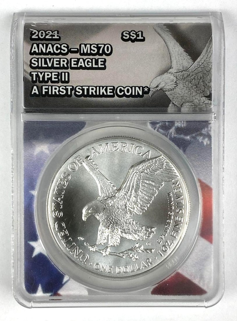 2021 US $1 American Silver Eagle ANACS Graded MS70 (1 of 2)