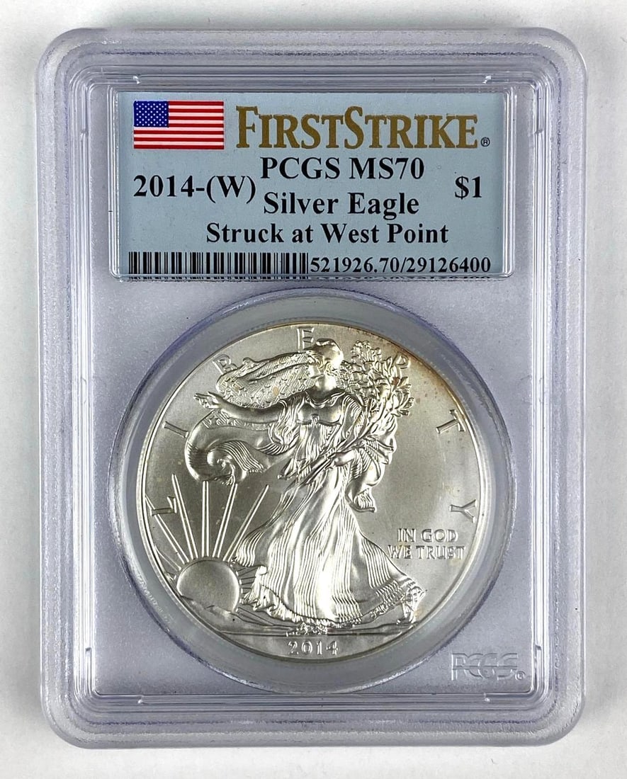 2014 W US $1 American Silver Eagle PCGS Graded MS70 (1 of 2)