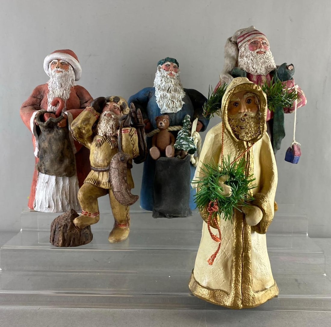 Group of 5 Vintage Stoneware St. Nicolas Christmas Figures (1 of 6)