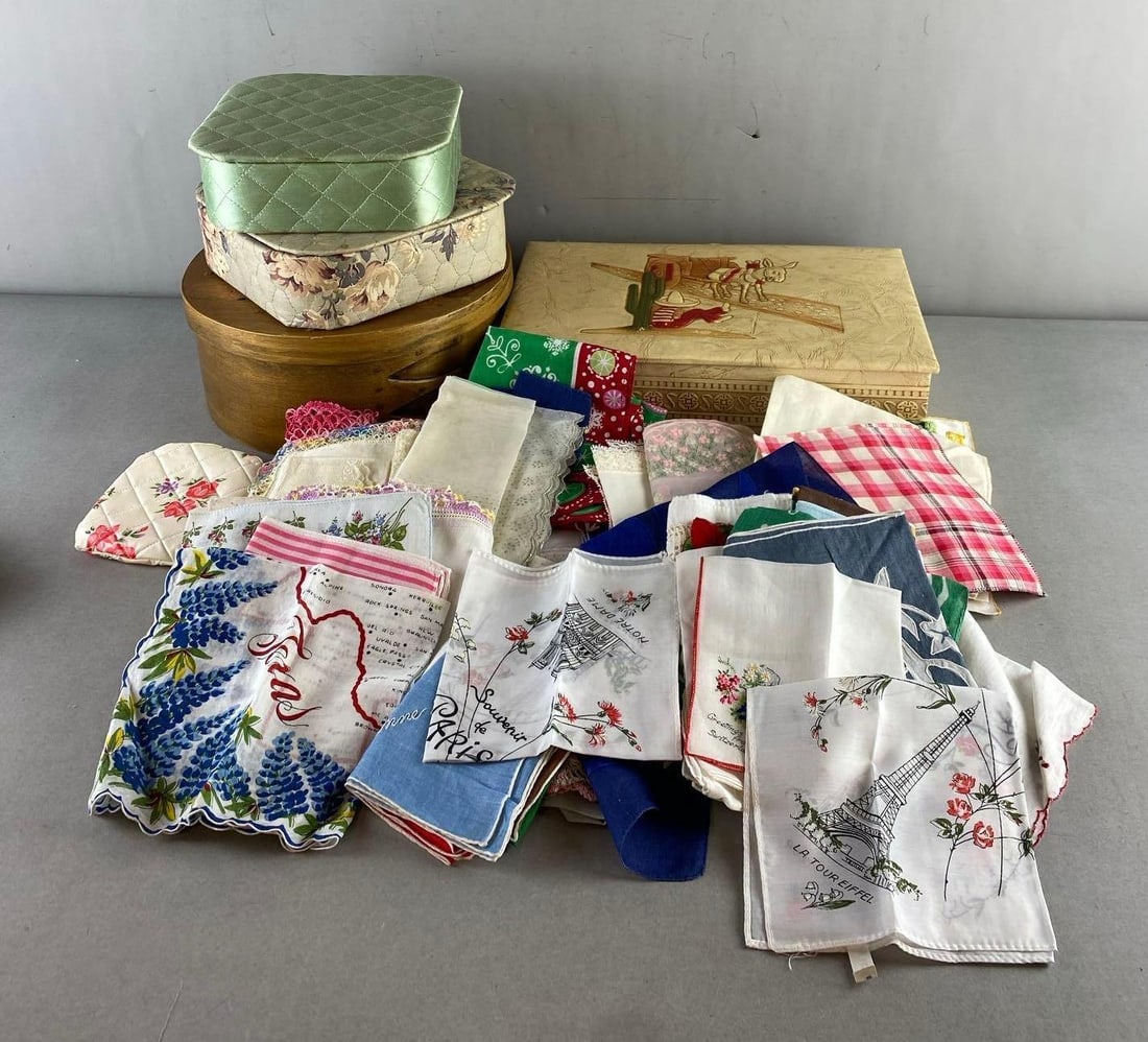 Big Group of Handkerchiefs and Containers: In-House Shipping Option: If you would like to use our in-house shipping service, please select “Arrange My Own Shipping” when paying your invoice. After payment, our in-house shipping team wi