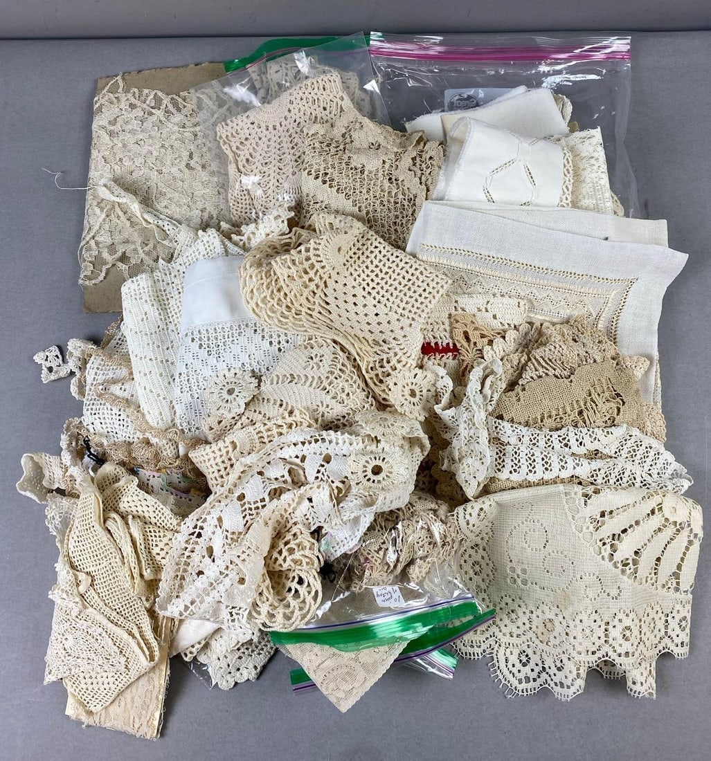Group of Assorted Vintage Laces and Trims: In-House Shipping Option: If you would like to use our in-house shipping service, please select “Arrange My Own Shipping” when paying your invoice. After payment, our in-house shipping team