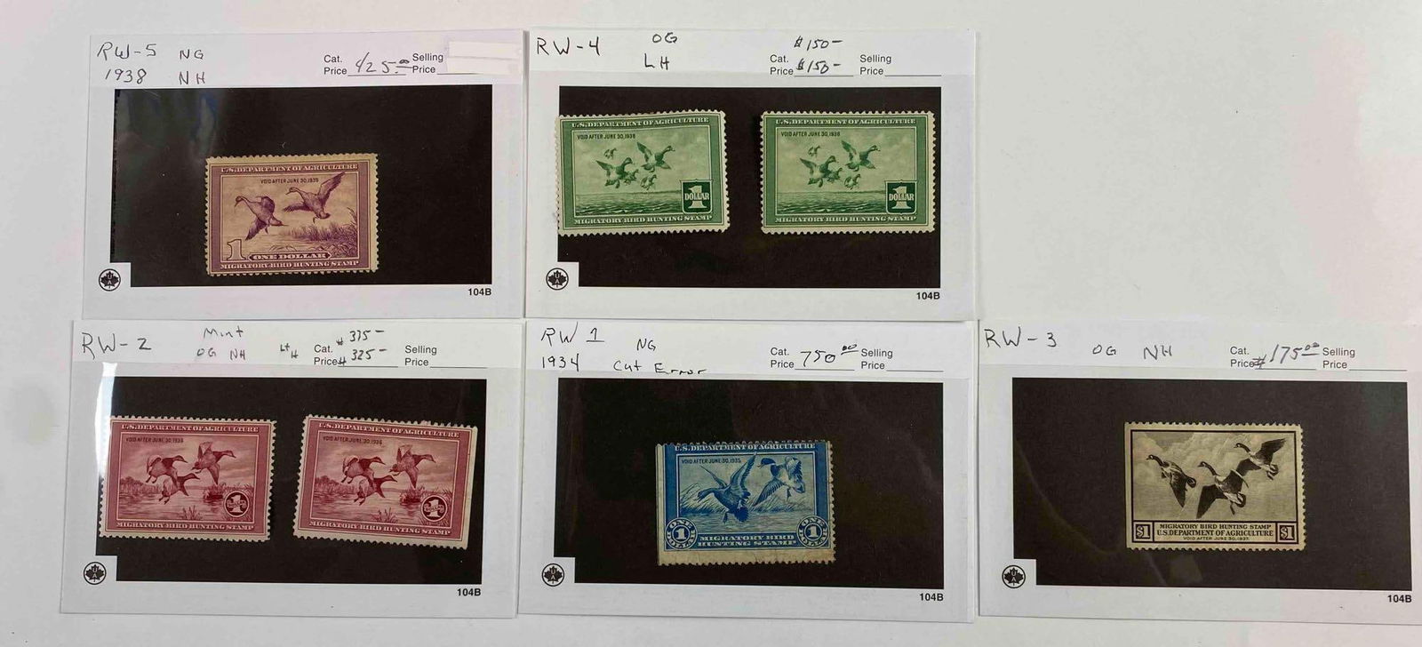 Group of 5 Vintage Migratory Bird Hunting Stamps: In-House Shipping Option: If you would like to use our in-house shipping service, please select “Arrange My Own Shipping” when paying your invoice. After payment, our in-house shipping team wi