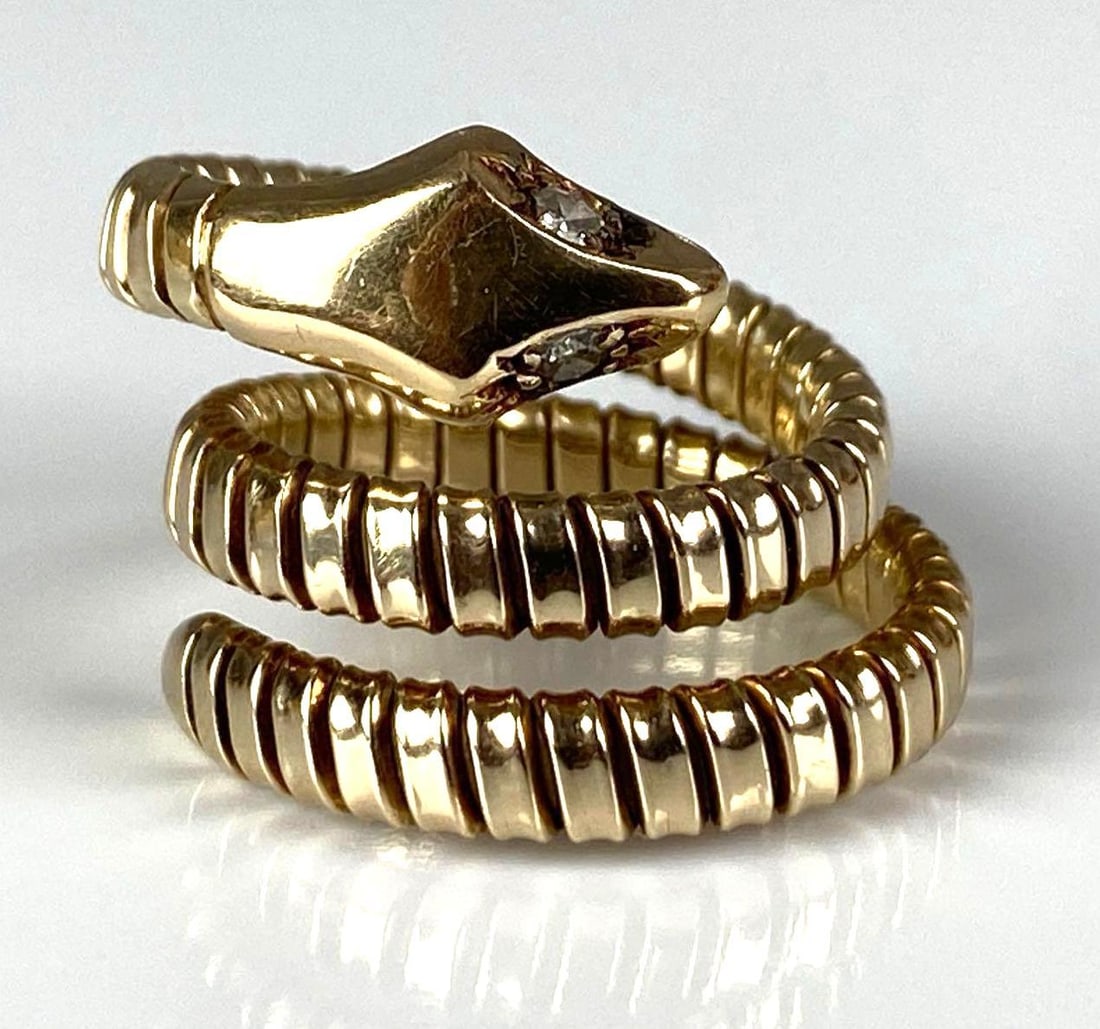 14K Yellow Gold Snake Diamond Ring (1 of 2)