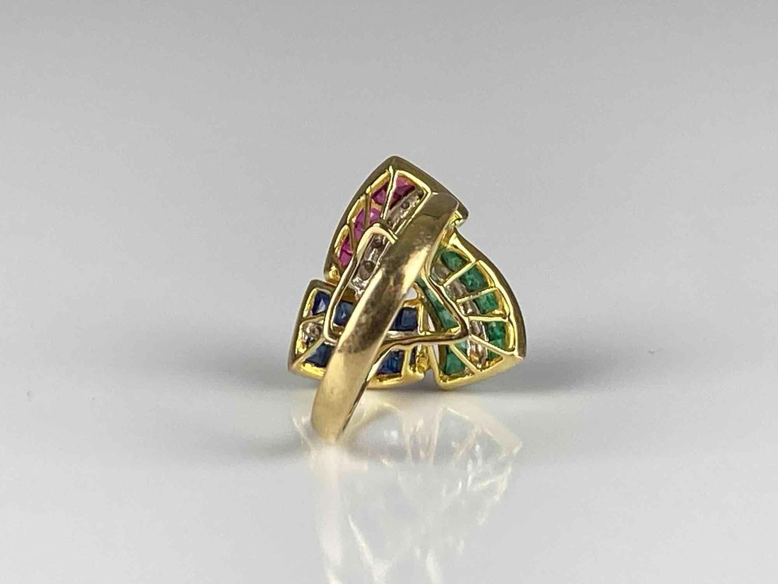 Signed 14K Yellow Gold Multi-Gem Cluster Ring - 3