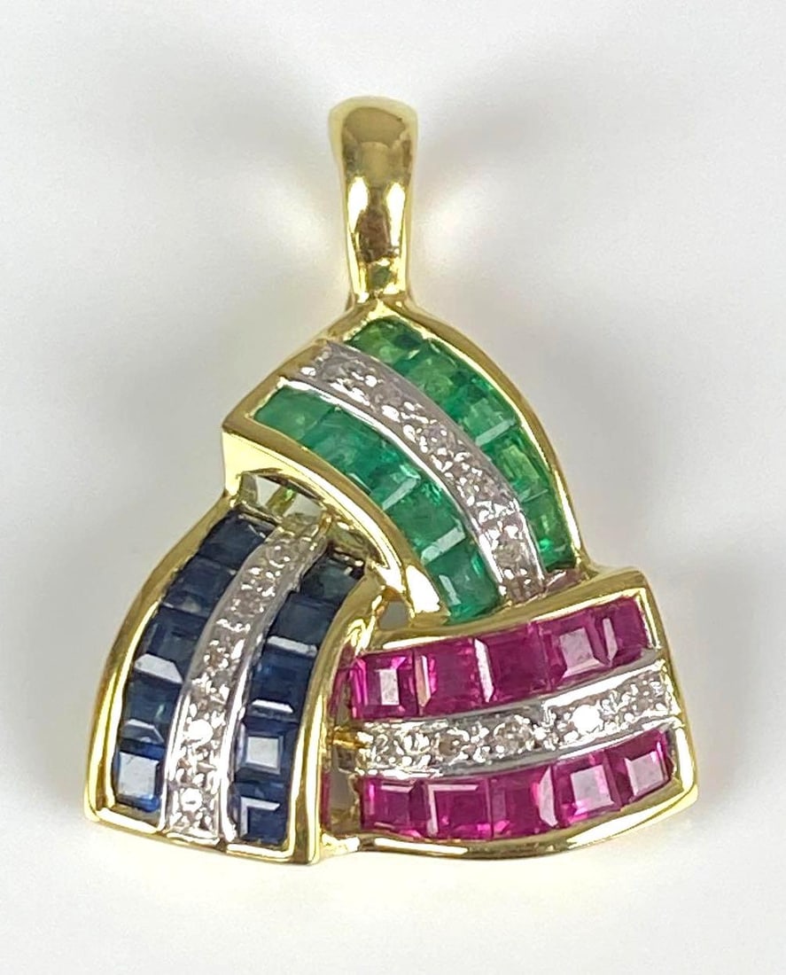Signed 14K Yellow Gold Multi-Gem Cluster Pendant: In-House Shipping Option: If you would like to use our in-house shipping service, please select “Arrange My Own Shipping” when paying your invoice. After payment, our in-house shipping team wi