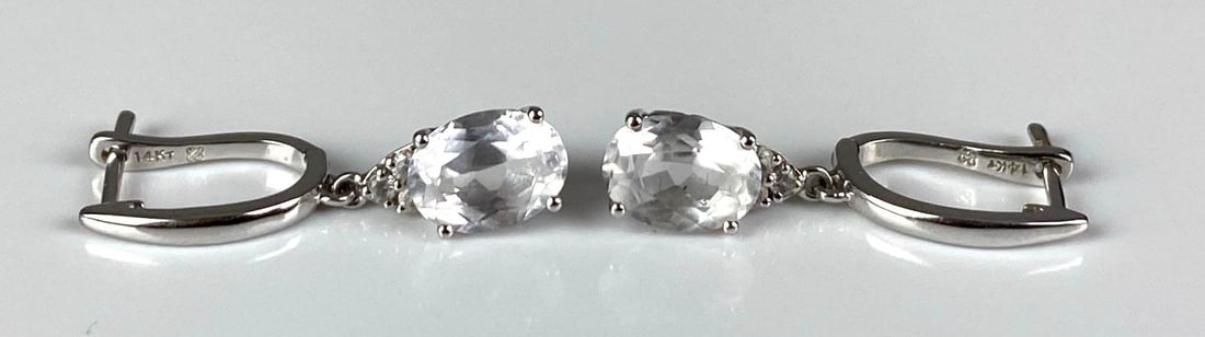 Pair of 14K White Gold Clear Topaz Earrings: In-House Shipping Option: If you would like to use our in-house shipping service, please select “Arrange My Own Shipping” when paying your invoice. After payment, our in-house shipping team wi